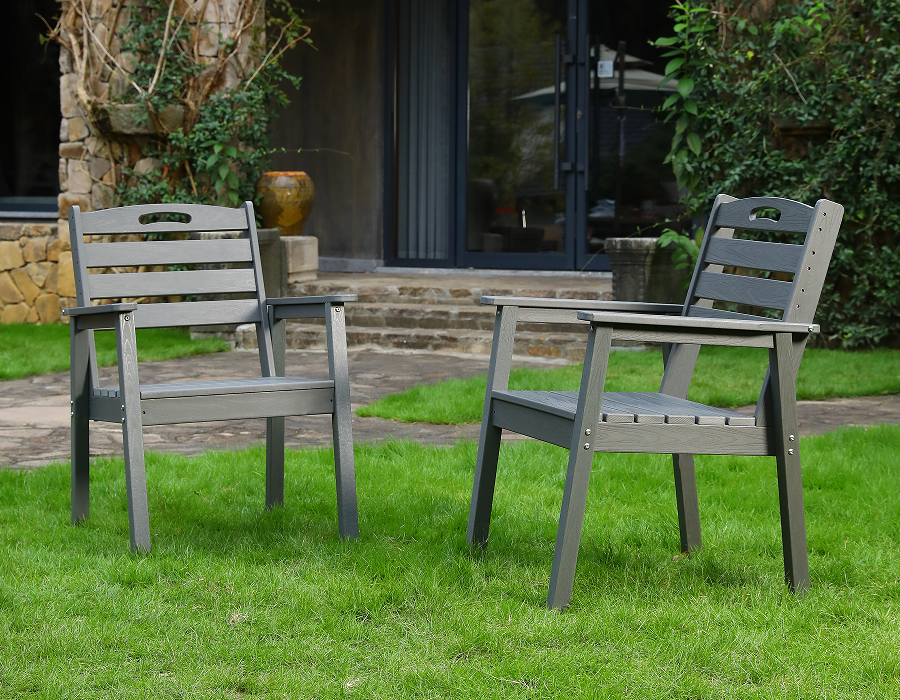Угольно-серый комплект из 2 классических стульев Adirondack X-Back из HDPE