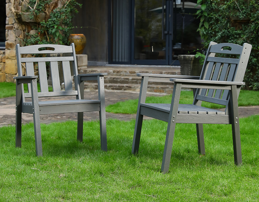 Сланцево-серый, 2 комплекта вертикальных обеденных стульев Adirondack из ПЭВП