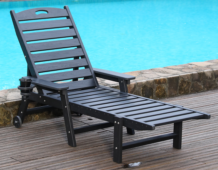 Полночное черное кресло Adirondack с ручкой из HDPE